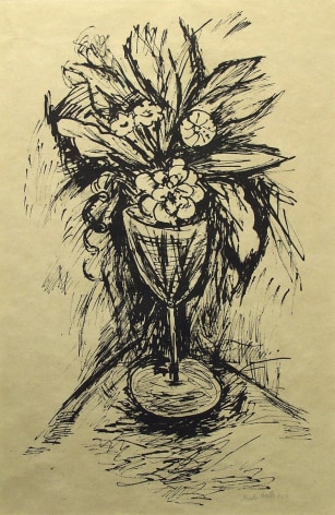 marsden hartley, Flowers in Goblet #4, 1923, Lithograph on tan wove paper, 23 1/4 x 15 1/4 sight, Edition of 25