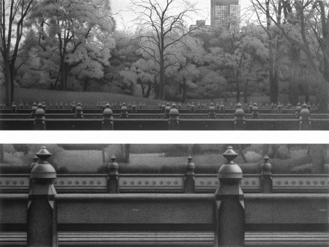 Anthony Mitri 97 Benches (CL 117- CL 214) Central Park, New York, 2005 charcoal on paper 22 x 30 inches, Private Collection