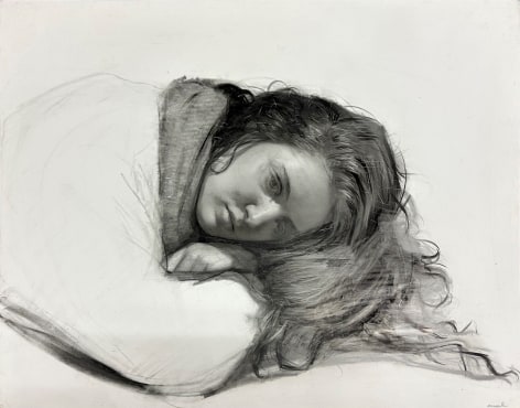 Steven Assael, Girl Resting on Arm, 2017, graphite and crayon on paper, 11 3/8 x 14 1/2 inches
