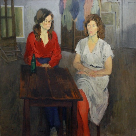 Raphael Soyer, Donna Dennis and Rosemary Mayer, 1981, oil on canvas, 48 x 48 inches