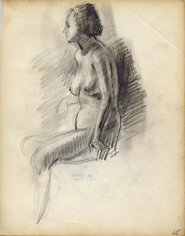 Charles White, Seated Nude (#65), c. 1935-38 pencil on paper 9 7/8 x 7 3/4 inches