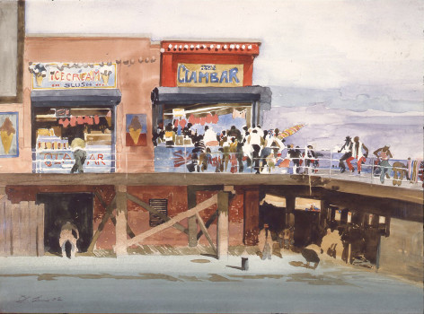 david levine, Coney Cul-de-Sac, 1981-82 watercolor 10 1/2 x 14 1/2 inches, Private collection, Far Hills, NJ
