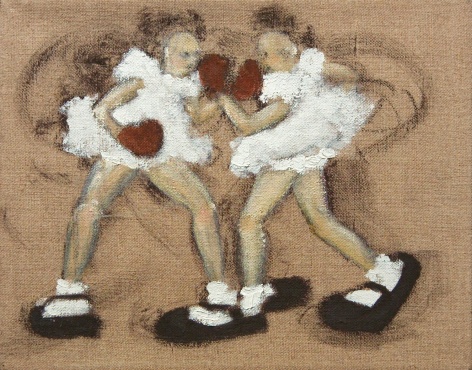 Kim Dingle, Girls on Linen Study #8 (SOLD), 1992, oil on linen, 8 x 10 inches