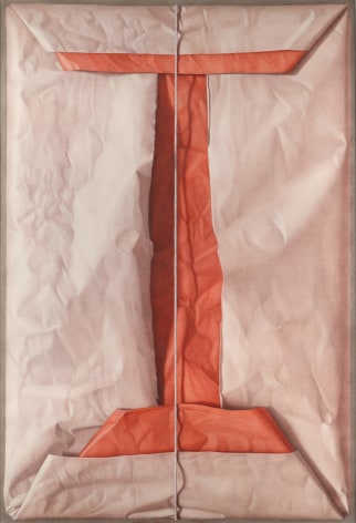 Claudio Bravo, Untitled (Orange and White Package), 2006, red chalk, sepia and charcoal on paper, 43 x 28 inches