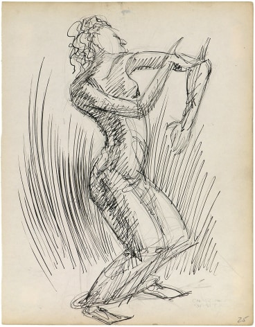 Charles White Standing Nude, c. 1935 - 1938 pen and ink over pencil on paper, 9 7/8 x 7 5/8 inches