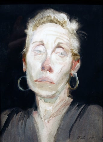 David Levine, Punk Blonde Hairdo, 1981, watercolor on paper, 9 5/8 x 7 1/8 inches