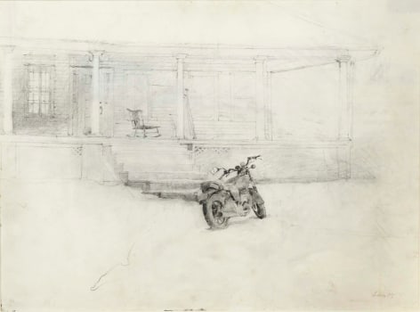 Andrew Wyeth, Jimmy's Porch (Study for the tempera 'Drifting'), 1991, pencil on paper, 17 x 23 inches