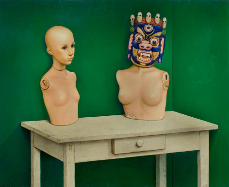 Gregory Gillespie, Manikin Piece, 1980, oil &amp;amp; alkyd on panel, 48 x 60 inches