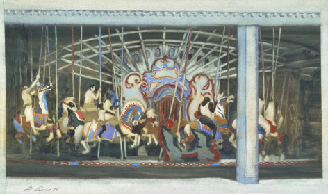 david levine, Carousel, 1995 watercolor on paper 11 3/8 x 14 1/4 inches, Private collection, New York, NY