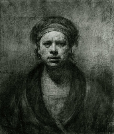 Odd Nerdrum, Self-Portrait, 1983, charcoal on paper, 31 x 26 inches