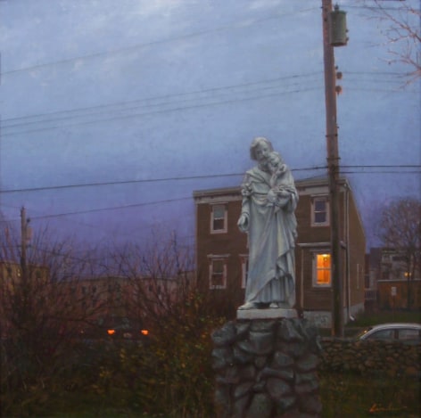 Linden Frederick, Saints (SOLD), 2007, oil on canvas board, 12 1/4 x 12 1/8 inches