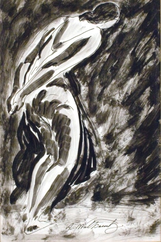 Abraham Walkowitz Dancer Preparing (Isadora Duncan), nd, ink &amp; wash on paper, 14 x 9 inches