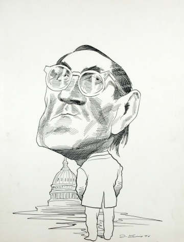 David Levine, William Colby, 1976, ink on paper, 13 3/4 x 11 inches