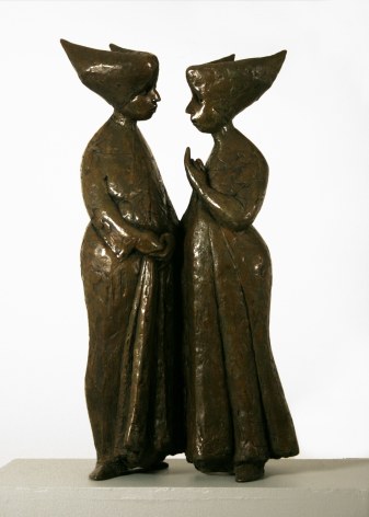Laura Ziegler, Two Nuns (SOLD), 1974, bronze, 24 h x 11 w x 5 1/2 d inches