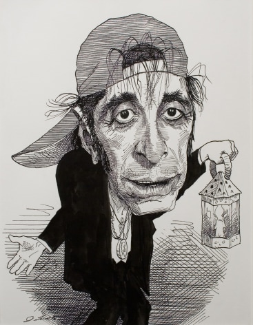 David Levine, Al Pacino as Shakespearian Character Richard III, 1996, ink on paper, 14 x 11 inches