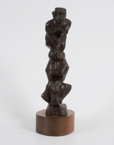 Chaim Gross, Cycle Acrobats, n.d., cast bronze, 10 x 3 x 3 1/2 inches with wooden base