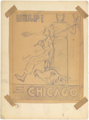 Charles White, Help! Chicago, c. 1935 - 1938, pencil on paper, 9 1/4 x 7 1/2 inches