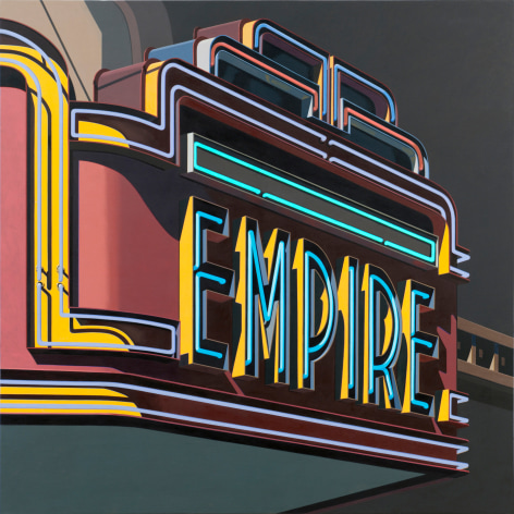 Robert Cottingham, Empire III, 2011, oil on canvas, 78 x 78 inches