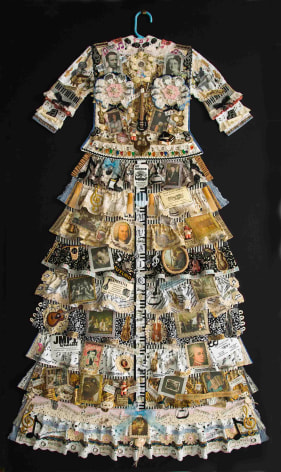Jane Lund, Music Dress, 2015, assemblage of collected objects, 59 x 33 inches
