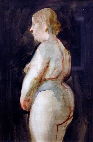 David Levine, Fat Nude, 1969, watercolor on paper, 10 1/2 x 7 inches