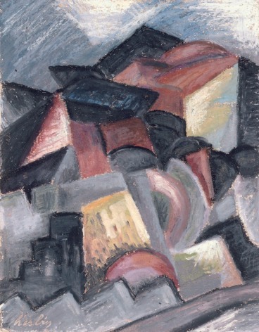 Auguste Herbin, Paysage cubiste, 1913 oil on artist's board 10 x 8 inches