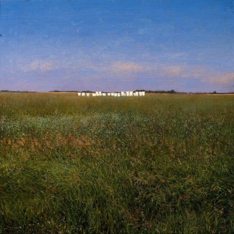 Linden Frederick, Bee Keeper (SOLD), 2008, oil on panel, 12 1/4 x 12 1/4 inches