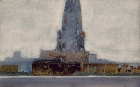 david levine, Hell Hole, Wonder Wheel, 1984, watercolor, 7 1/4 x 11 5/8 inches, Private collection, Brooklyn, NY