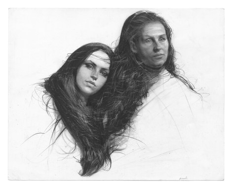 Steven Assael, Leah and Marilyn, 2013, graphite and crayon on paper, 11 x 14 inches