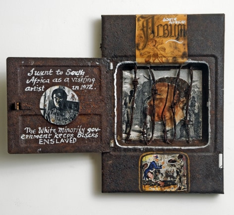David Driskell, My South African Album, c. 1987, mixed media sculpture, 13 x 19 x 3 /4 inches