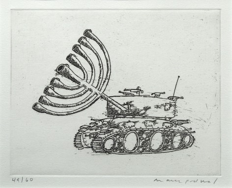 mark podwal, Israeli Tank, 1998, etching, 13 x 15 1/4 inches, edition of 60
