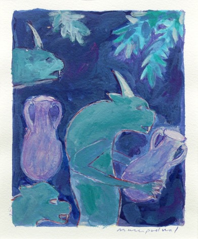 Mark Podwal, Demons Watering King Solomon&rsquo;s Gardens, 1998, acrylic, gouache and colored pencil on paper, 12 x 10 inches