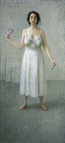 Ellen Eagle, Self-Portrait, In Blue, 2003, pastel on pumice board, 35 3/4 x 16 5/8 inches