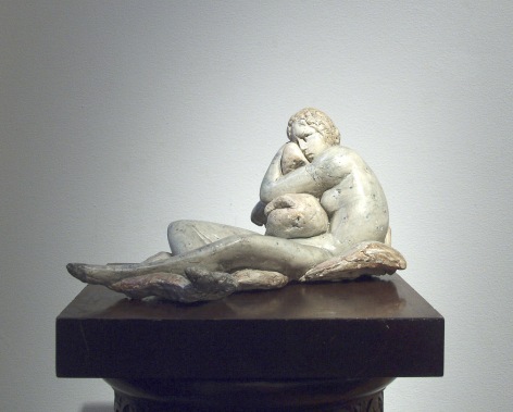 Laura Ziegler, Reclining Woman with Pillow, 1978, polychrome terracotta, 6 3/4 x 15 inches