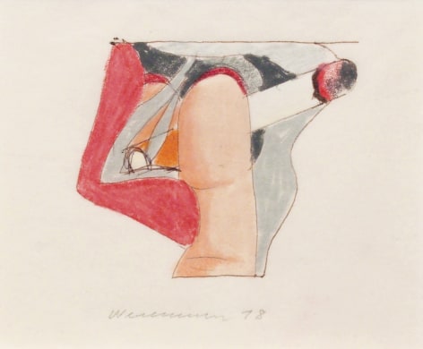 Tom Wesselmann, Study for a Smoker, 1978, colored pencil on tracing paper, 3 3/8 x 5 inches
