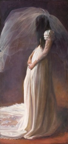 Bride with Veil, 2012, oil on canvas mounted to board, 45 3/4 x 22 inchessteven assael,