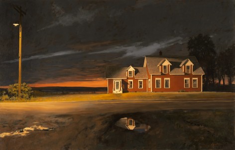 Linden Frederick, Red Sky at Night, 2022, oil on linen, 27 x 42 inches