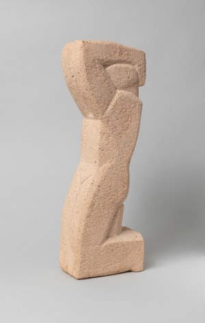 John Storrs, Kneeling Figure with Arms Raised, 1947, cast stone, 13 3/8 h x 4 3/8 w x 2 3/4 d inches, unique cast