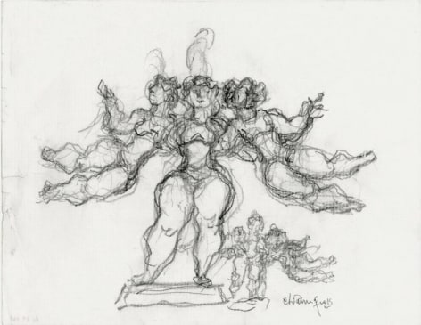 chaim gross, Three Performers, c. 1980, pencil on paper, 8 1/2 x 11 inches