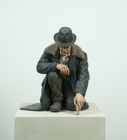 sean henry, The Way It Will Be, 2014, bronze, oil paint, 20 x 17 x 16 inches, Edition of 6
