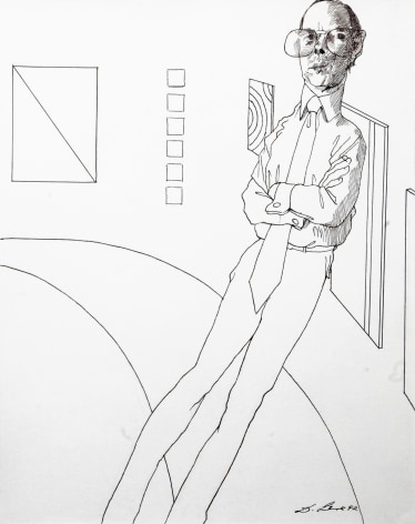 David Levine, Thomas Krens, 1992, pen and ink on paper, 14 x 11 inches