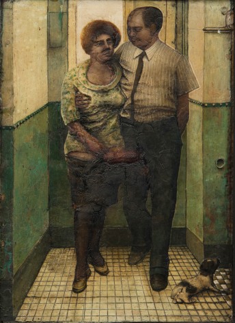 Gregory Gillespie Standing Couple, 1967 oil, tempera and collage on wood 10 3/4 x 8 1/2 inches