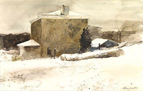 Andrew Wyeth, Firewood (Study for Groundhog Day) , 1959, drybrush and watercolor on paper, 14 x 22 inches