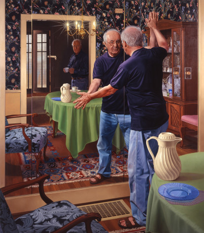 James Valerio, Self in Mirror, 2008-9, oil on canvas, 96 x 84 inches