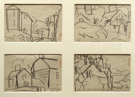 Oscar Bluemner, Marblehead, June 17, 1924, A-D, pencil on paper , 3 3/4 x 5 3/4 inches