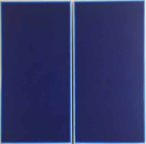 Ted Kurahara, Double Blue, 1982,&nbsp;acrylic on panel, 72h x 72w in