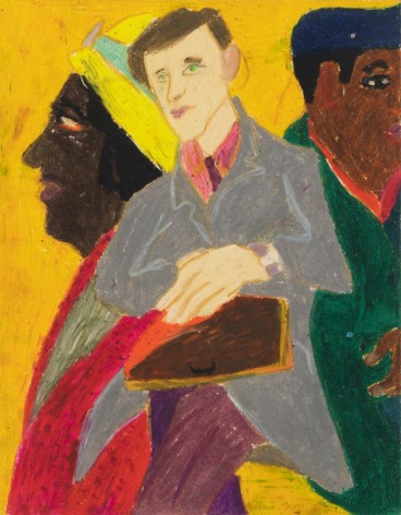 Mimi Gross, Untitled (Three People with Yellow Background), c. 1959