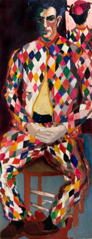Mimi Gross, Chaim Wearing Tony Sarg&#039;s Harlequin Suit, 1962