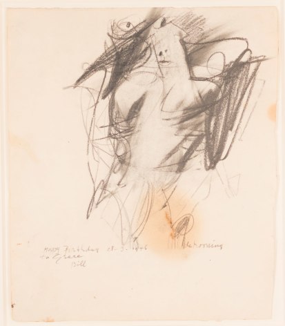 Willem de Kooning, Untitled (Woman), 1956, Graphite and traces of oil on paper, 12.88h x 11.13w in