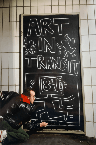 Tseng Kwong Chi, Art in Transit, Keith Harring drawing in New York subway, 1984