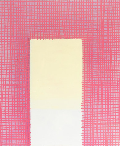 Viola Frey, Untitled (Gray Rectangle on Pink Grid), 1972